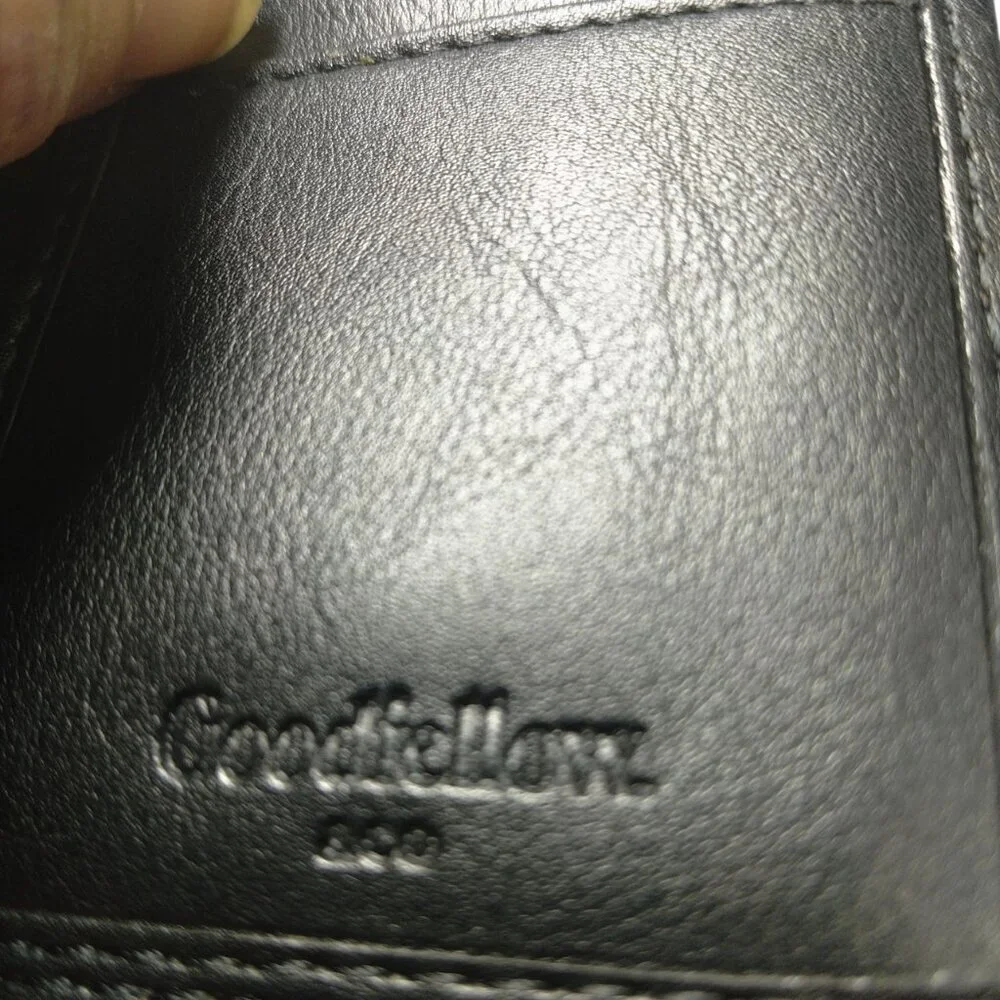 Goodfellow & Co Men's Black Leather Trifold Wallet Classic Casual